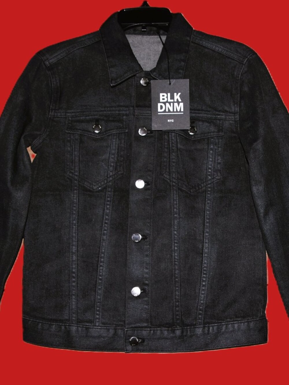Bon Jovi rhinestone bling light black denim jacket size small - Picture 6 of 9